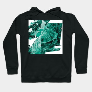 big wetland city urban collage photo art ecopop in nature landscape in emerald jade color Hoodie